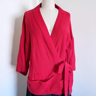 Vintage Red Sonia Rykiel Cardigan Sweater, Wrap Style 