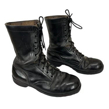 Vintage 70s Genesco Black Leather Combat Boots Army Marines 9W
