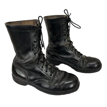 Vintage 70s Genesco Black Leather Combat Boots Army Marines 9W Downtown Generations Laveen AZ