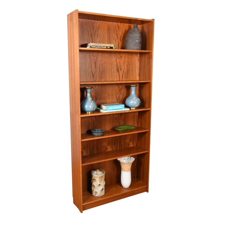 Only 9.5&#8243; Wide Danish Modern Teak Bookcase w. Adjustable Shelves