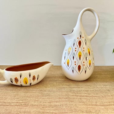 Vintage Stangl Amber Glo Ceramic Pitcher, Gravy Boat - Sold Individually 