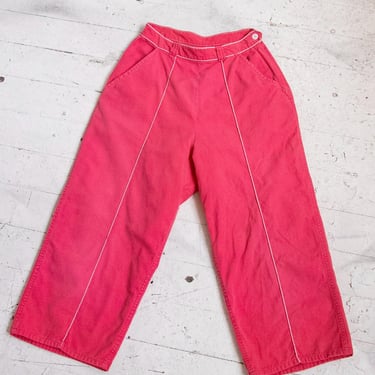 1960s Capri Pants High Waist CottonWhite Stag Pedal Pushers S/XS 