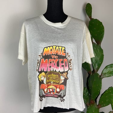 Vintage 1978 Motate to Merced Western Street Rods Nationals Cropped Tee 