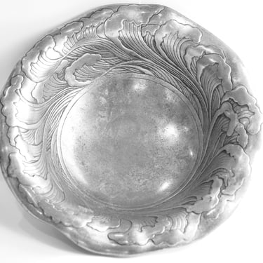 Signed 1981 Arthur Court Aluminum Salad Serving Bowl - Vintage Wave Design Metalwork Dish - 12.5” 