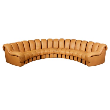 De Sede Iconic "Non Stop Sofa" with 17 sections in full grain leather 1970s