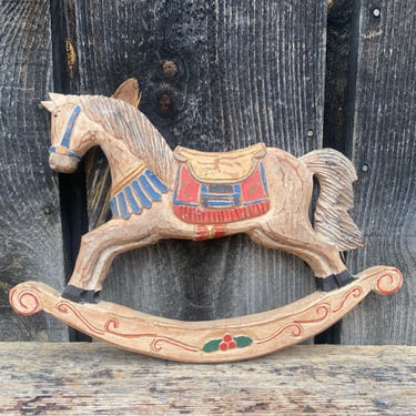 Wooden Rocking Horse -- Rocking Horse Wall Art -- Wood Rocking Horse -- Rocking Horse Wall Decor -- Vintage Nursery -- Wood Art -- Horse Art 