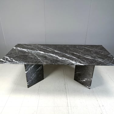 Vintage black marble dining table, 1970s - italian marble dining table - vintage stone dining table - marble dining table 