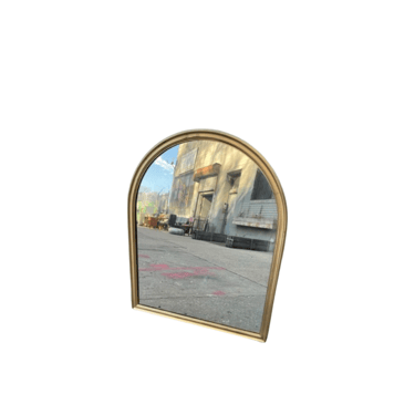 Vintage Gold Round Top Shaped Mirror 32” Tall