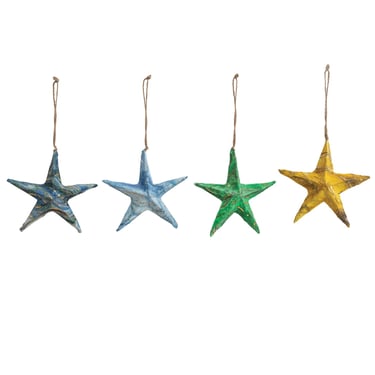 CCO Assorted Solid Color Paper Mache Star Ornament