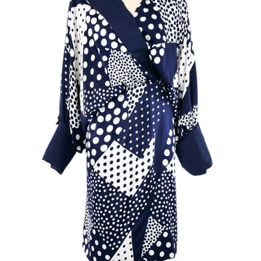 Polka Dot Printed Silk Wrap Dress