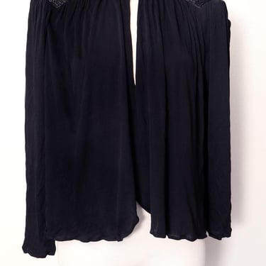 Art Deco Black Beaded Blouse vintage 1970's Stevie Nicks 1930's style Shirt Designer Phyllis Sues Hippie Ossie Clark era Top 