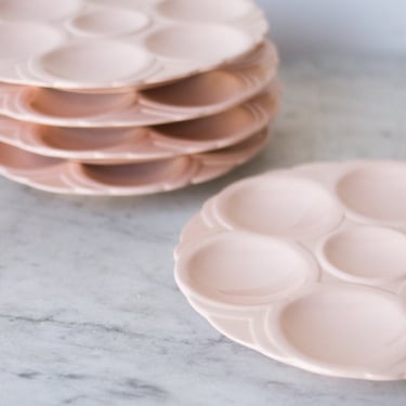 Pink Oyster Plate with Platter Set of 6