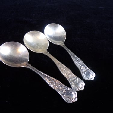 ws/(3) US Navy 5" Silver Soup Spoons, International Silver