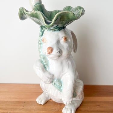 Unmarked Large Ceramic Bunny Pitcher. Springtime Rabbit Table Decor. 