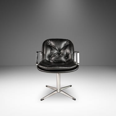 Mid-Century Modern High-Stance Office Chair in Chrome and Vinyl After Charles Pollock, USA, c. 1960's 