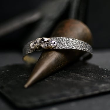 Textured Sterling Silver Encased Herkimer Diamond Cuff Bracelet