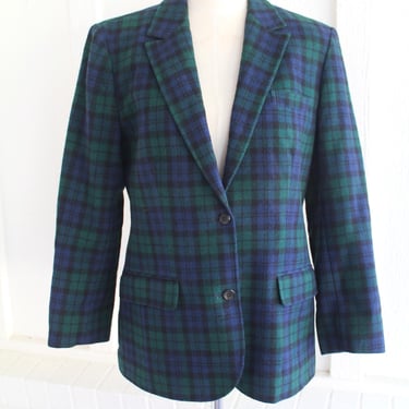 Pendleton - 1970s - Women's Blazer - Royal Blue Plaid - Lined - Marked size 10 