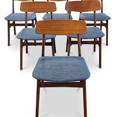 6 Schoning Elgaard Chairs w Blue Fabric - 072304