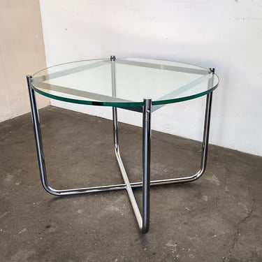 MR Chrome and Glass Side Table by Mies Van der Rohe for Knoll 1970s 