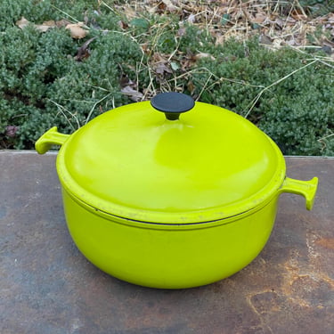 Vtg Le Creuset Enzo Mari La Mama Red 1.75qt Cast Iron Fondue Pot