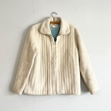Vintage 60s White Stag Faux Fur Womens Jacket Size M 