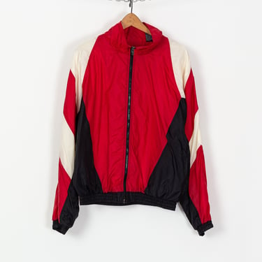 90s MacGregor Red Color Block Windbreaker - Men's Medium | Vintage Streetwear Unisex Athletic Track Jacket 