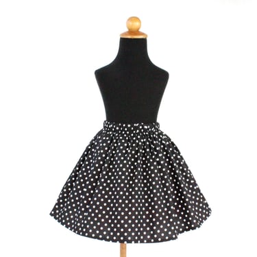 Retro Black and White Polka Dot Girl's Skirt 