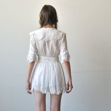 3085d / cotton antique scallop hem dress 