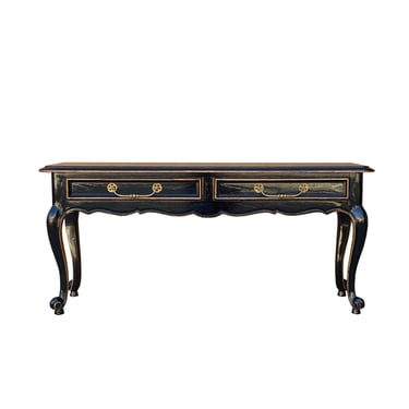 Distressed Gloss Black Lacquer Low Curve Legs Console Table cs7291E 