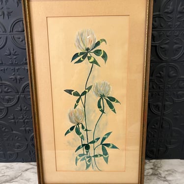 Pastel Drawing of flowers Framed Vintage