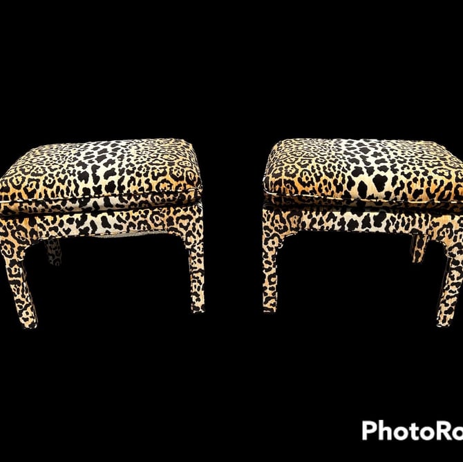 Beautiful vintage cheetah print ottomans with all new foam and fabric 