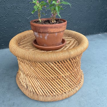 Rattan and Weaved Rush Footstool