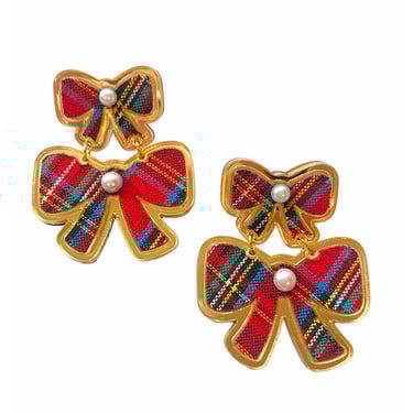 Sample Sale Tartan Double Bow Earrings