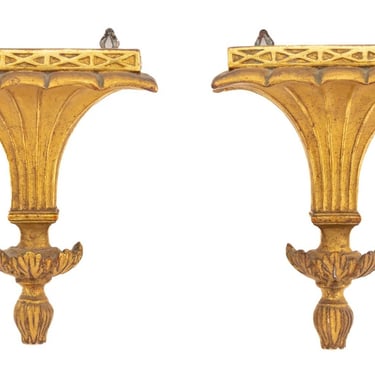 Neoclassical Style Gilded Wall Brackets, Pair