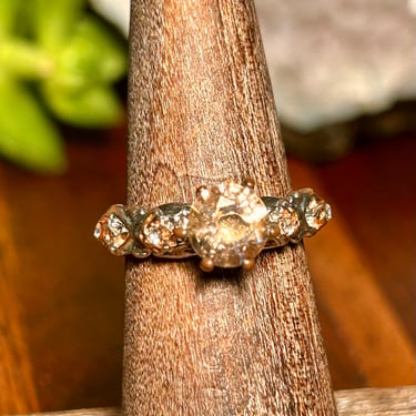 Vintage Sparking Gemstone Ring Champagne Stone Retro Fashion Gift Crystal jewelry 