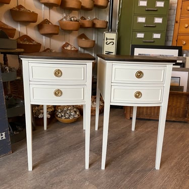 Set of White End Tables