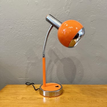 Orange & Chrome Eyeball Gooseneck Desk Lamp