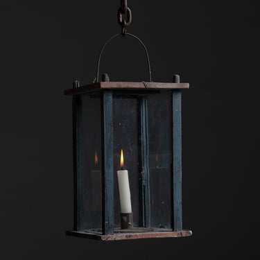 Painted Wood &amp; Glass Lantern