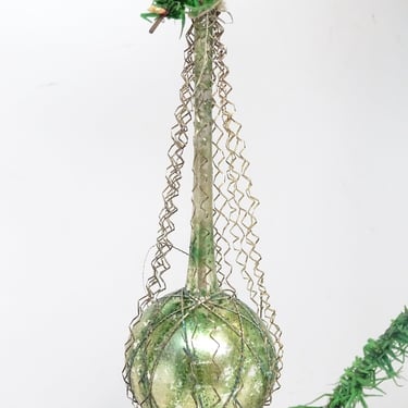Antique Early 1900's Victorian  Wrapped Mercury Glass Ball Christmas Ornament, Vintage Decor 