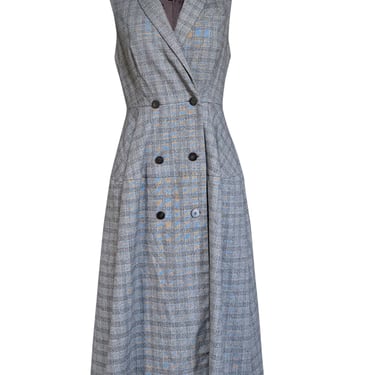 Maryling - Grey Plaid Sleeveless Wrap Dress Sz 10