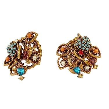 Vintage Charm Earrings Signed VA Goldtone 