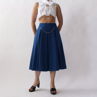 Vintage Cobalt Pleated Skirt - W29