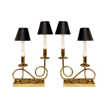 Pair of Elegant Brass Lamps in the Manner of Tommi Parzinger 1950s