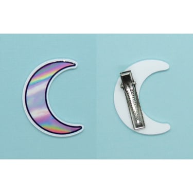 Pastel Moon Hair Clip Holographic Colors 