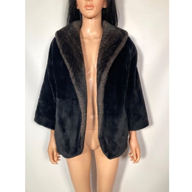 Vintage 60s Faux Fur Cropped Jacket Size L 