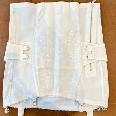 Vintage 40s 50s White Girdle Garter Belt / Girdle Skirt / Adjustable Corset / Mini Skirt / Medium Large XL 1940s 1950s / Plus Size 