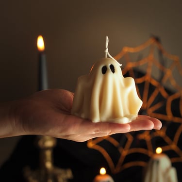 Halloween Little Ghost Candle, Funny Candle, Soywax, beeswax, Unscented Candle, Handmade Gift 