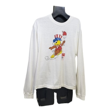 Vintage 1984 Levi's Summer Olympics T-Shirt, Eagle Sam Mascot Long Sleeve Tee, 1980s Sports Single Stitch Shirt Top, Vintage Clothing 