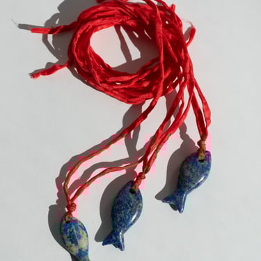 Lapis Lazuli Carved Fish Necklace