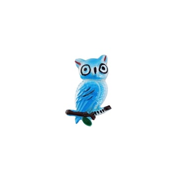ADORABLE 1950s Aqua Blue Enamel Owl Novelty Pin - 1960s Owl Brooch - Vintage Owl Enamel Brooch - Vintage Novelty Brooch - Vintage Enamel Pin 